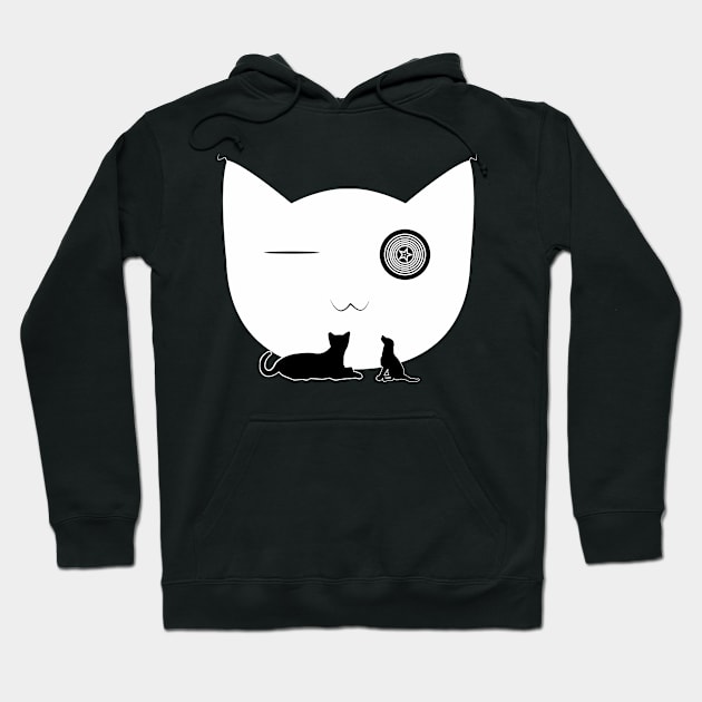 Black & White Catland Hoodie by MONLart